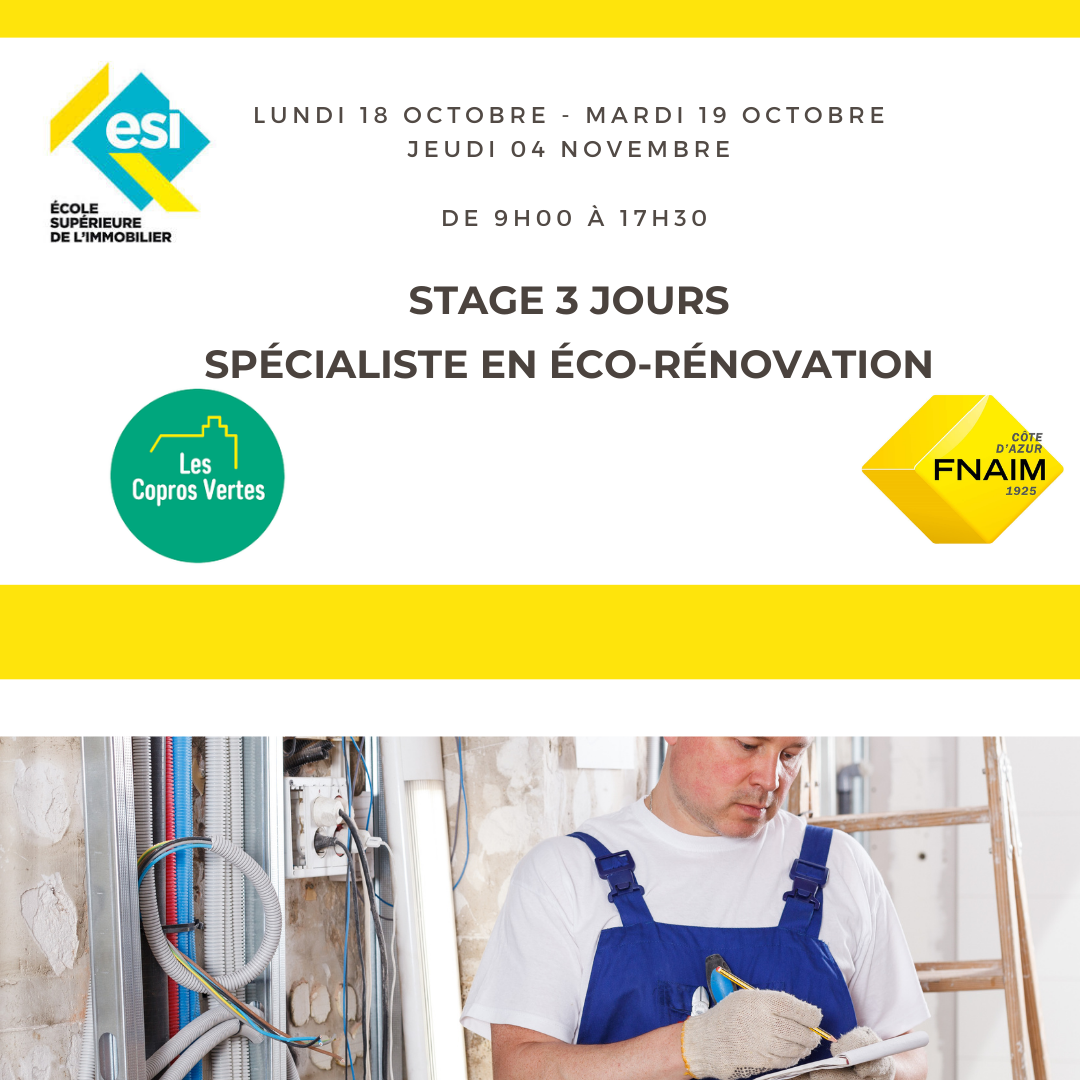 STAGE 3 JOURS SPÉCIALISTE EN ÉCO-RÉNOVATION